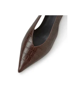 Finh Croc Embossed Slingback Heeled Pumps