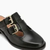 FINN Black Leather T-Bar Mule