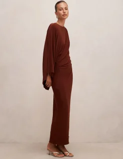 FLEUR CAPE SHOULDER MAXI DRESS