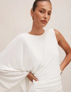 FLEUR CAPE SHOULDER MAXI DRESS