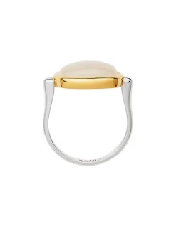 Fleur Yellow Gold Rainbow Moonstone Ring