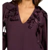 Floral Appliqué Blouse - Cherry