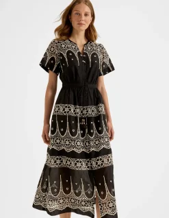 FLORIDA EMBROIDERED MIDI DRESS