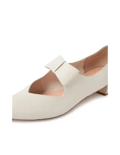 Flucar Bow Strap Low Heel Leather Flats