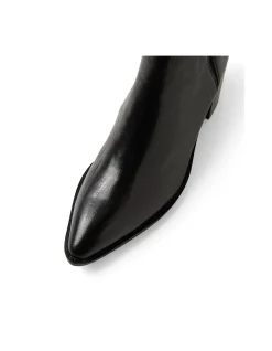 Fondue Pointed Heel Leather Ankle Boots