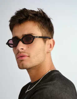 FOUNDRY + BLACK RECTANGLE SMOKEY BROWN MONO SUNGLASSES