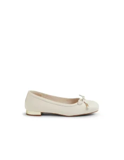 Foyars Pearl Trim Leather Ballet Flats