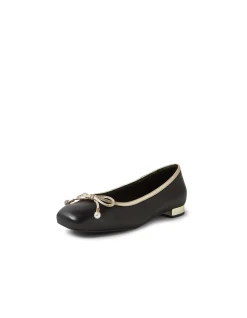 Foyars Pearl Trim Square Toe Ballet Flats