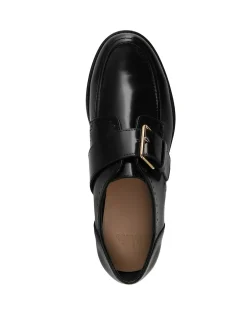 Fredi Black Leather Monk Strap Loafer