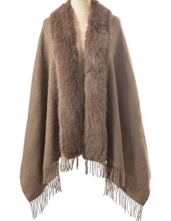 Fur Trim Tassel Edge Wrap