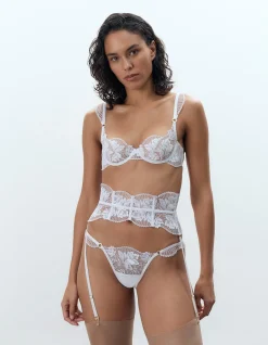 Gabriella Pleated Lace Waspie Suspender Belt