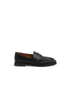 Gemia Penny Strap Leather Loafers Black