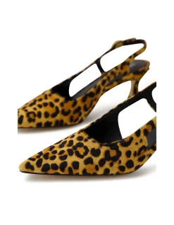 Gild Leopard Cut Out Slingback Heels