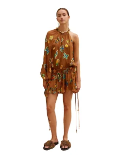GOLDEN METALLIC VELVET MINI DRESS
