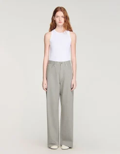 Golden Wide Leg Stud Detail Jeans