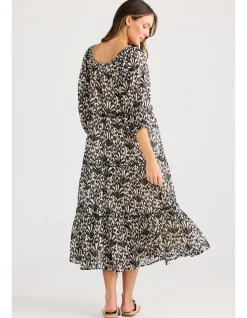 Grenadine Tiered Cotton Midi Dress