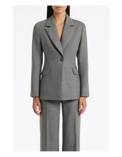 GREY MELANGE WOOL SUITING SCARF JACKET