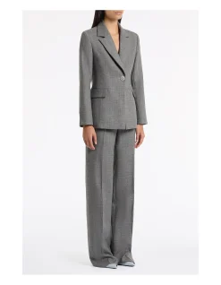 GREY MELANGE WOOL SUITING SCARF JACKET