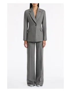 GREY MELANGE WOOL SUITING SCARF JACKET