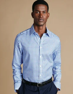 Grid check non-iron twill classic fit shirt