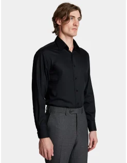 Gus Classic Fit Black Twill Formal Shirt