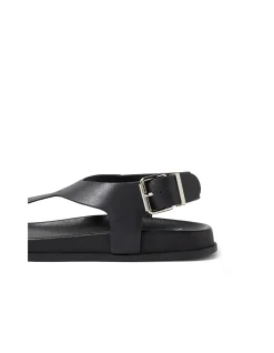 Hallee Buckled Leather Thong Sandals
