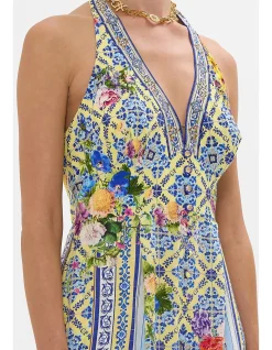 HALTERNECK JUMPSUIT WITH TIE NECK