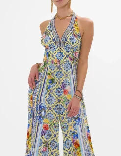 HALTERNECK JUMPSUIT WITH TIE NECK