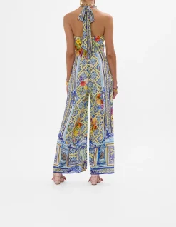 HALTERNECK JUMPSUIT WITH TIE NECK