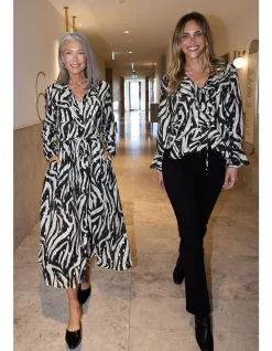 Harper Zebra Print Ruffle Tie Front Blouse