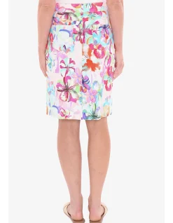 Hibiscus Haze Stretch Floral Knee Skirt