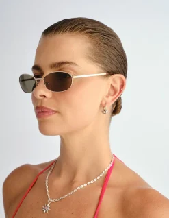 HIGH BEAM GOLD / AMBER TORT OVAL SUNGLASSES