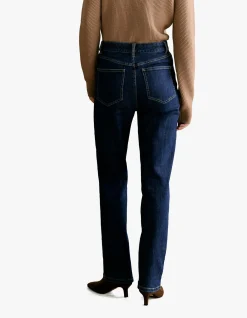 High Rise Dark Indigo Straight Leg Jean