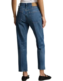 High Rise Relaxed Straight Crop Denim Jeans