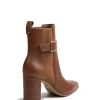 Holli Dark Cognac Leather Ankle Boot