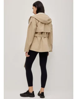 Hooded Crop Relaxed Belted Trench Coat