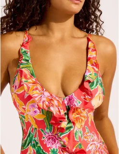 Hothouse Flowers Frill Front One Piece Swimsuit