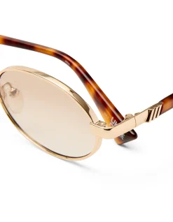 ICICLE GOLD OVAL BROWN GRAD SUNGLASSES