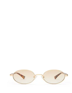 ICICLE GOLD OVAL BROWN GRAD SUNGLASSES