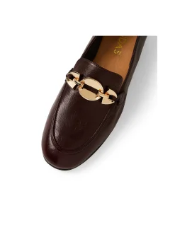 Ilkie Gold Chain Polish Leather Loafers