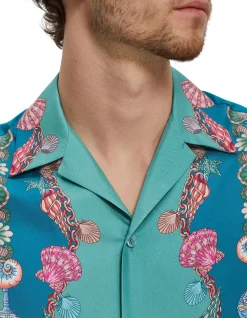 INFORMAL SHIRT SILK TWILL CORAL THEATRE PRINT