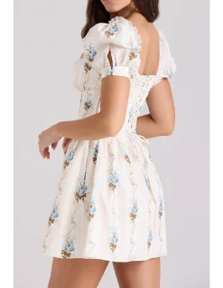 ISSA RUFFLED A-LINED DRESS