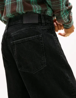 Jaimie Relaxed Flag Straight Leg Black Jeans
