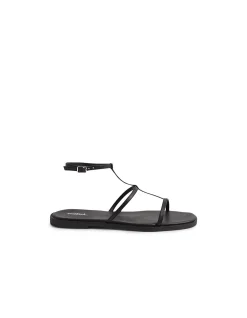 JAYLEN MO Strappy Leather Flat Sandals