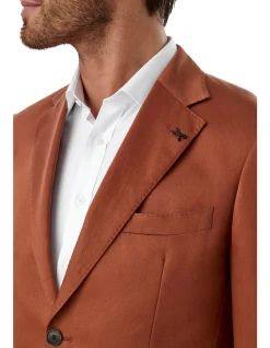 JB RUST COTTON LINEN NOTCH LAPEL JACKET
