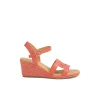 Jippet Coral Leather Wedge Sandals