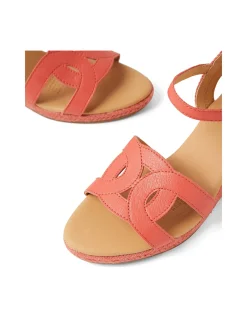 Jippet Coral Leather Wedge Sandals