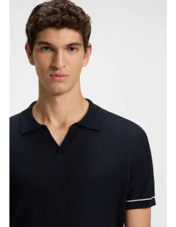 Johnny-collar sweater in a cotton blend