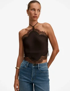 JOVIE HALTER NECK LACE TOP