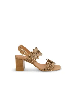 Jully Laser Cut Block Heel Sandals